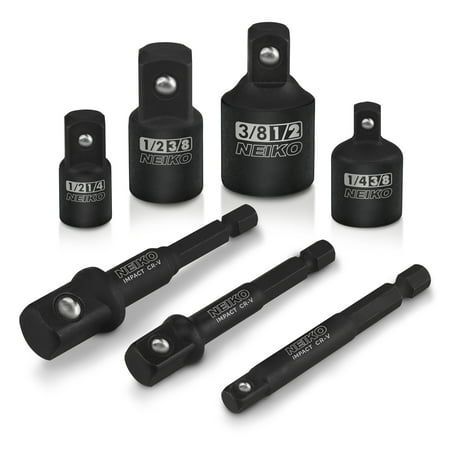 Hex Shockwave Impact Adapter - Neiko Impact Extension Bar & Socket Adapter | 7 Pc 1/4