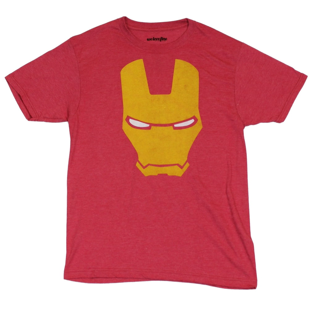 Iron Man (Marvel Comics) Mens T-Shirt - Yellow Interior Helmet Face ...