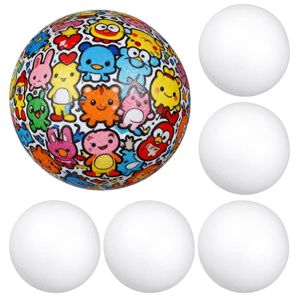 6 bolas de poliestireno blanco: bolas lisas de poliestireno blanco para manualidades, esferas de espuma para proyectos de arte, decoraciones para fiestas y material escolar.