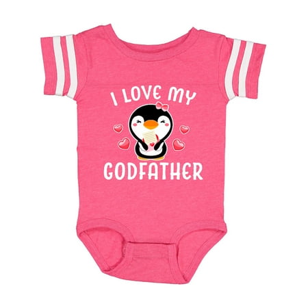 

Inktastic I Love My Godfather with Cute Penguin and Hearts Gift Baby Girl Bodysuit