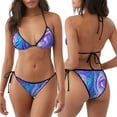 thumbnail image 3 of Naloa Swirl Blue And Purple Print Women Halter Bikini Set ,Two Piece Triangle Swimsuit,Tie Bathing Suit,Sexy Triangle Two Piece Swimwear, 3 of 5