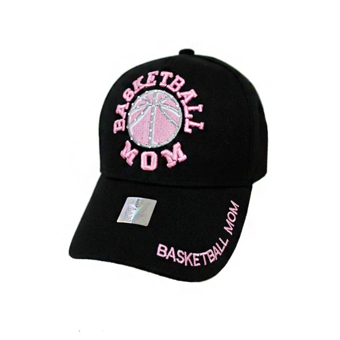 Black Denim Fashion Basketball Mom in Pink Embroidery Design Cap Hat