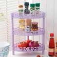thumbnail image 3 of Masteelf Purple 3 Layer PP Plastic Storage Shelves Desk Stand Rack for Bathroom Home Use Triangle Shape, 3 of 8