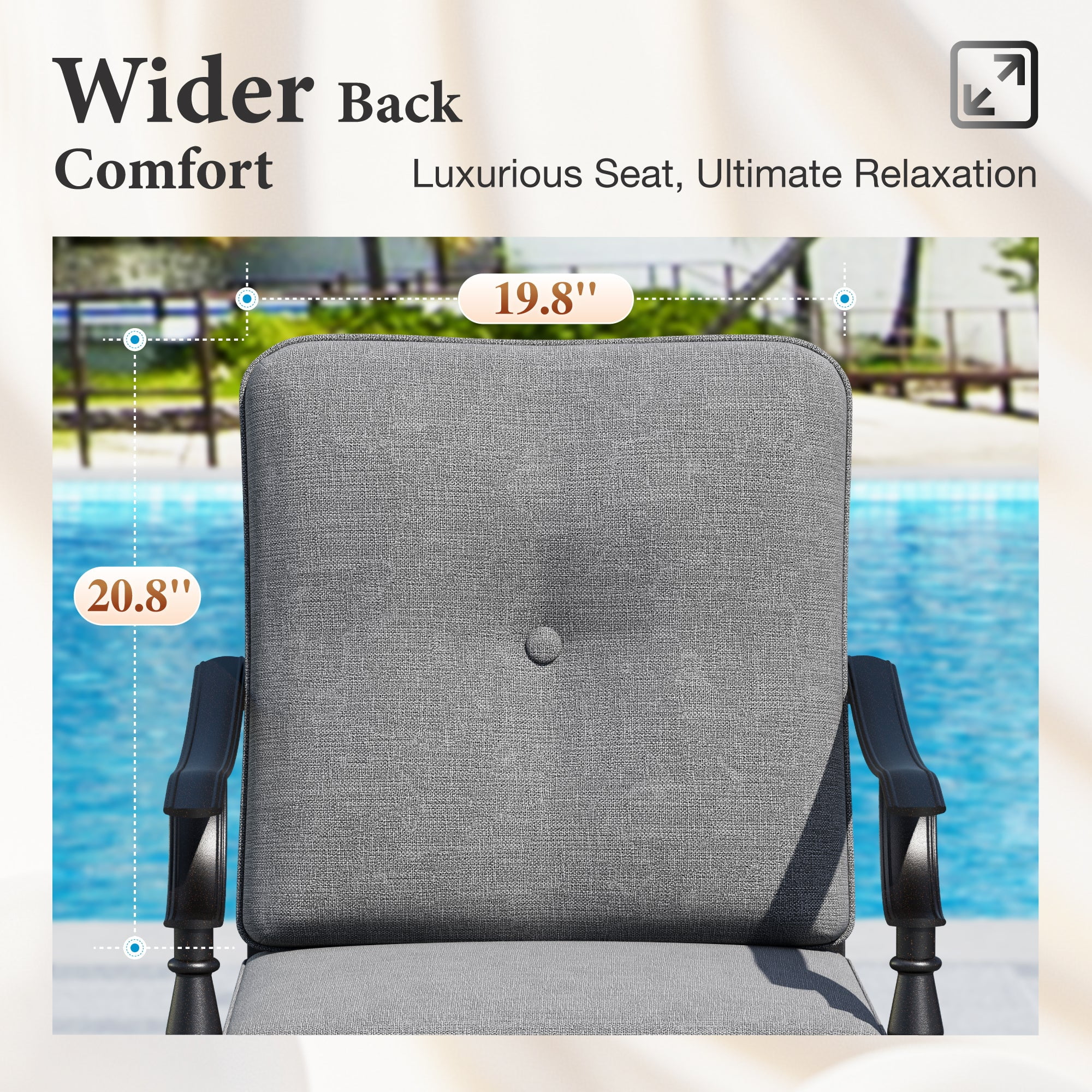 Summit Living Swivel Outdoor Patio Dining Chairs Set of 2, 2-Piece Metal Outdoor Patio Chairs with Cushion, Gray