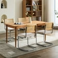 thumbnail image 3 of Beige Velvet Dining Chairs Of 2, Cane Back For Ventilation & Base Strength 2pcs Mid Century Modern Chairs, Upholstered With Natural Stainless Base, Cantilever Room, Glossy Appearance, 3 of 7
