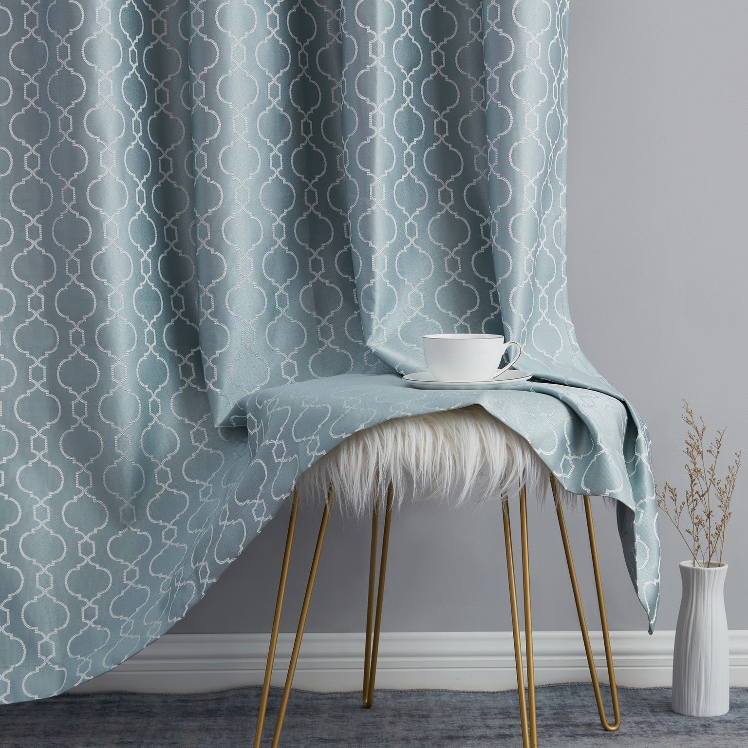 Franklin Moroccan Trellis 100% Complete Blackout Back Tab Curtain Panels
