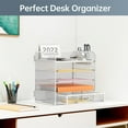 thumbnail image 5 of INTIGE 5-Tier Metal Desktop File Organizer with Handle, Drawer and Pen Holders, White, 1 Piece, 5 of 6