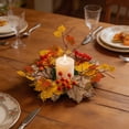thumbnail image 6 of Artificial Maple Leaf Candle Holder Set, Fall Wreath Centerpiece For Table, Thanksgiving Party, Or Halloween Decoration, 6 of 6