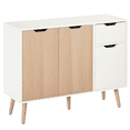 thumbnail image 1 of HOMCOM Buffet Armoire de Rangement avec Tiroir, Blanc et Bois Naturel, 1 of 7