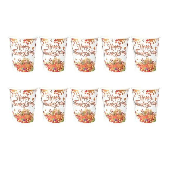 XIA0LE 10 Paper Cups Thanksgiving Disposable Fruit Pumpkin Turkey Paper Cups Party Festival Family Easy To Use Portable And Convenient