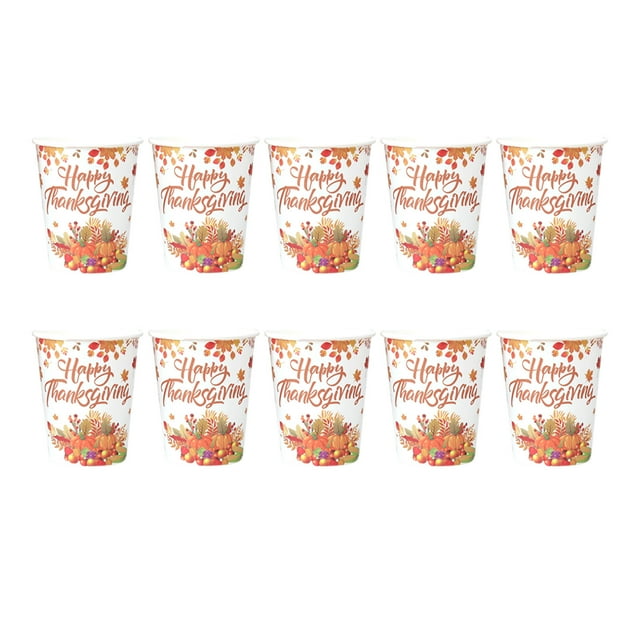 Thanksgiving Cups Disposable 10 Paper Cups Thanksgiving Disposable Fruit Pumpkin Turkey Paper Cups Party Festival Family Easy to Use Portable and Convenient Party Cups Disposable