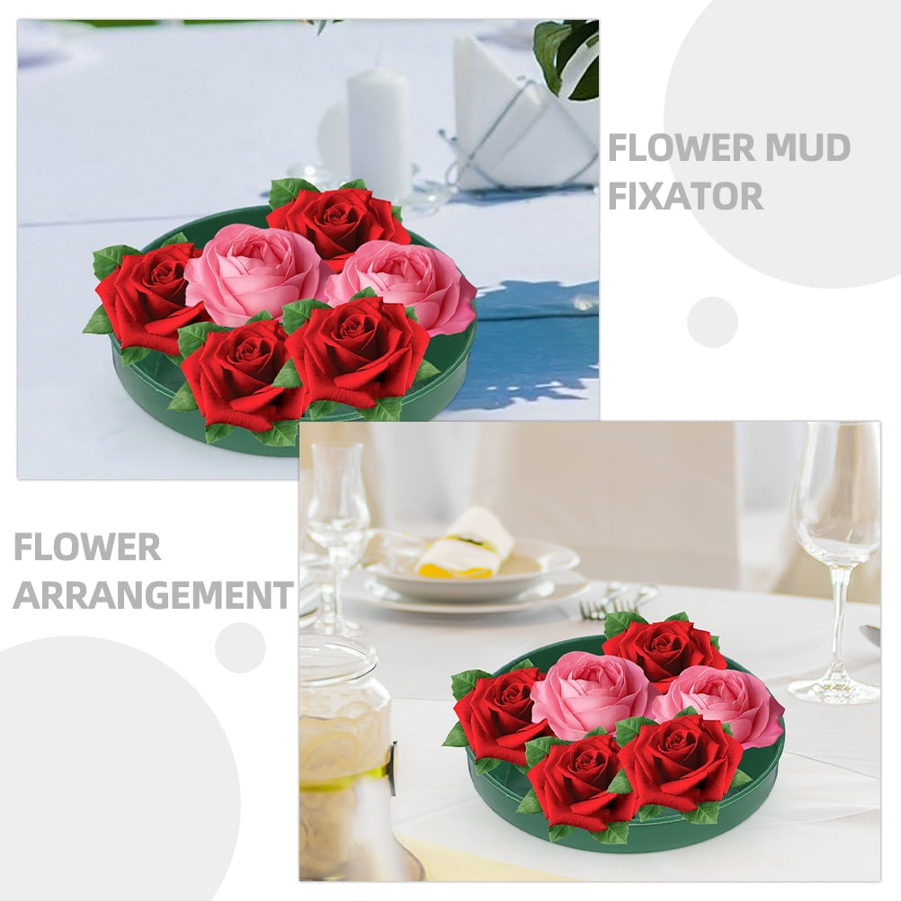 HOMEMAXS 16 Pcs Arrange Mousse Flower Mud Fixing Plate 14.50X14.50X4.00CM Green
