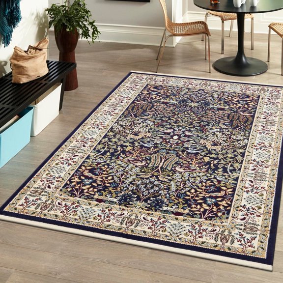 Unique Loom Narenj Collection Area Rug - Bristol (5' 3" x 8' Rectangle Navy Blue/Beige)