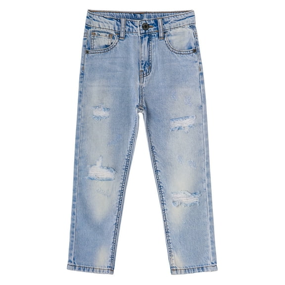 KIDSCOOL SPACE Baby Girls Boys Jeans,Elastic Band Inside Ripped Summer Fashion Denim Pants,2-3 Years