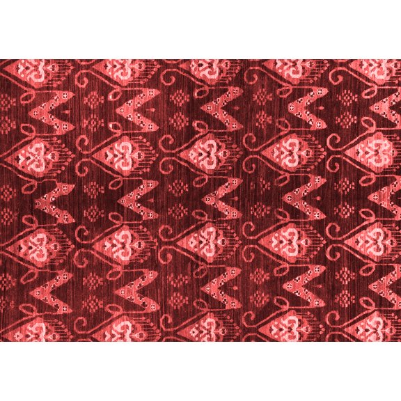 Ahgly Company Indoor Rectangle Abstract Red Modern Area Rugs, 5' x 7'