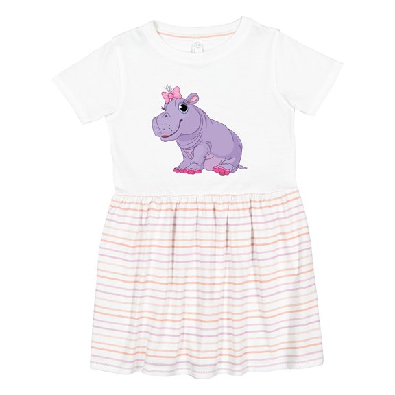 Inktastic Cute Purple Hippo Girls Toddler Dress