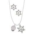 thumbnail image 1 of Delight Jewelry 12mm Stardust Round Silvertone Spinner Silver tone Snowflake Charm Necklace and Stud Earrings, 1 of 4