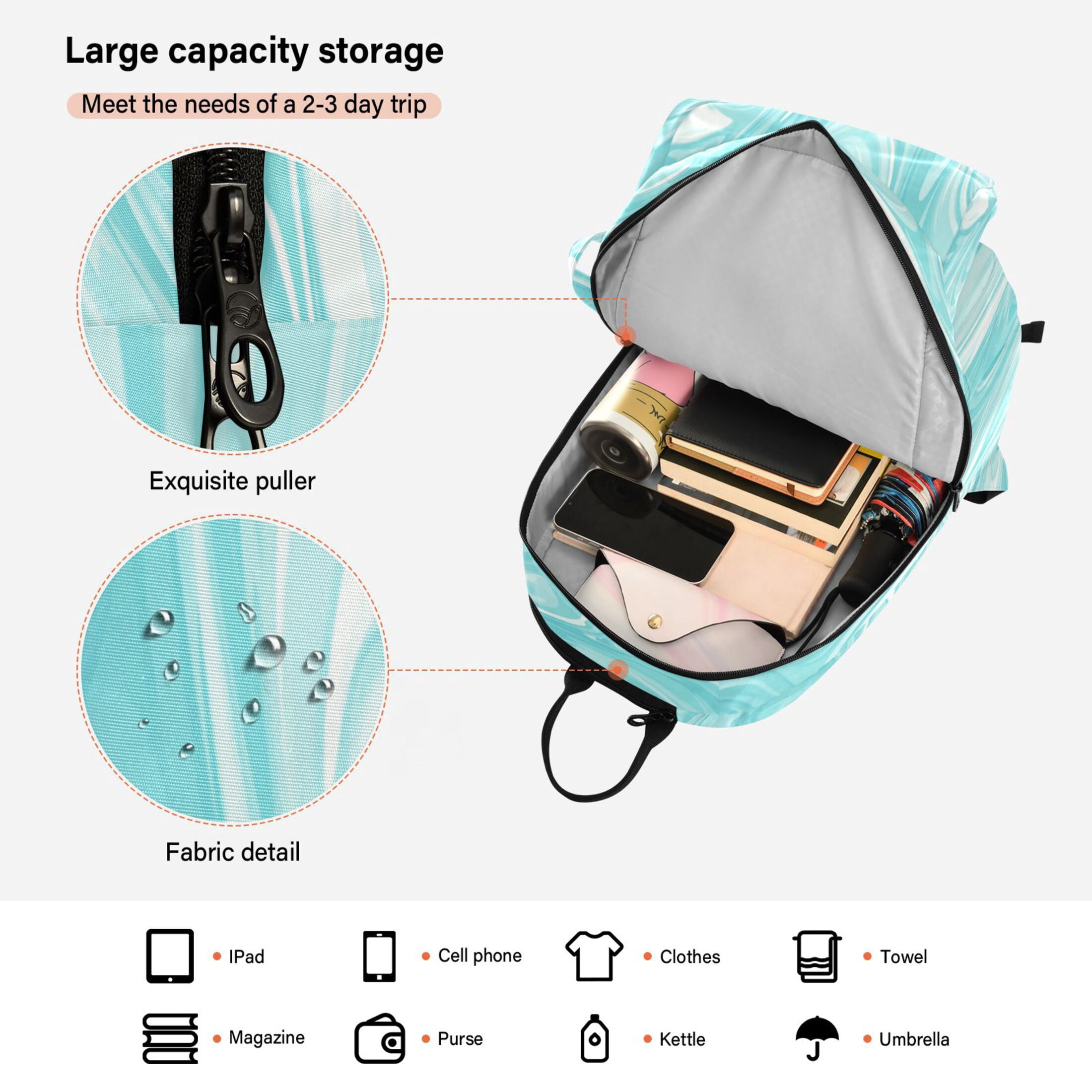 2 Racquet Holder Tennis Backpack Tennis Racket Covers Gym Bags Light Blue Smooth Lines