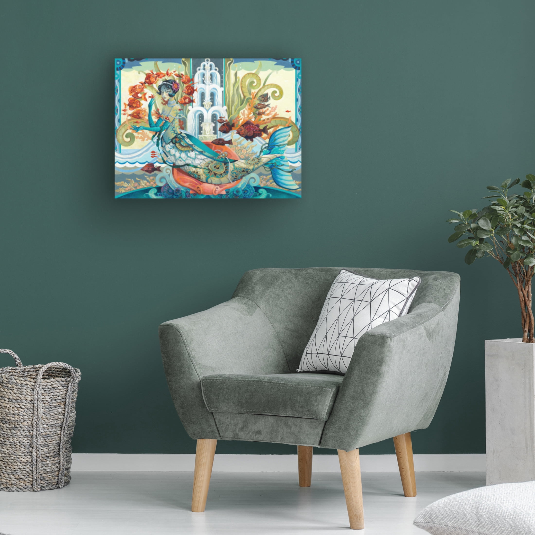 Canvas Wall Art - David Galchutt 'Aquatic Flapper' Wall Art for Living Room, Bedroom, or Office Décor by Trademark Fine Art - 32 x 24 Inches