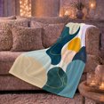 thumbnail image 6 of Abstract Blue Gold and Lavender Shapes, Dreamy Modern Style for Art Lovers, Soft Geometric Color Flow and Housewarming Gift, Cozy Flannel Blanket for Bedroom and Living Room, Home Decor, 6 of 9