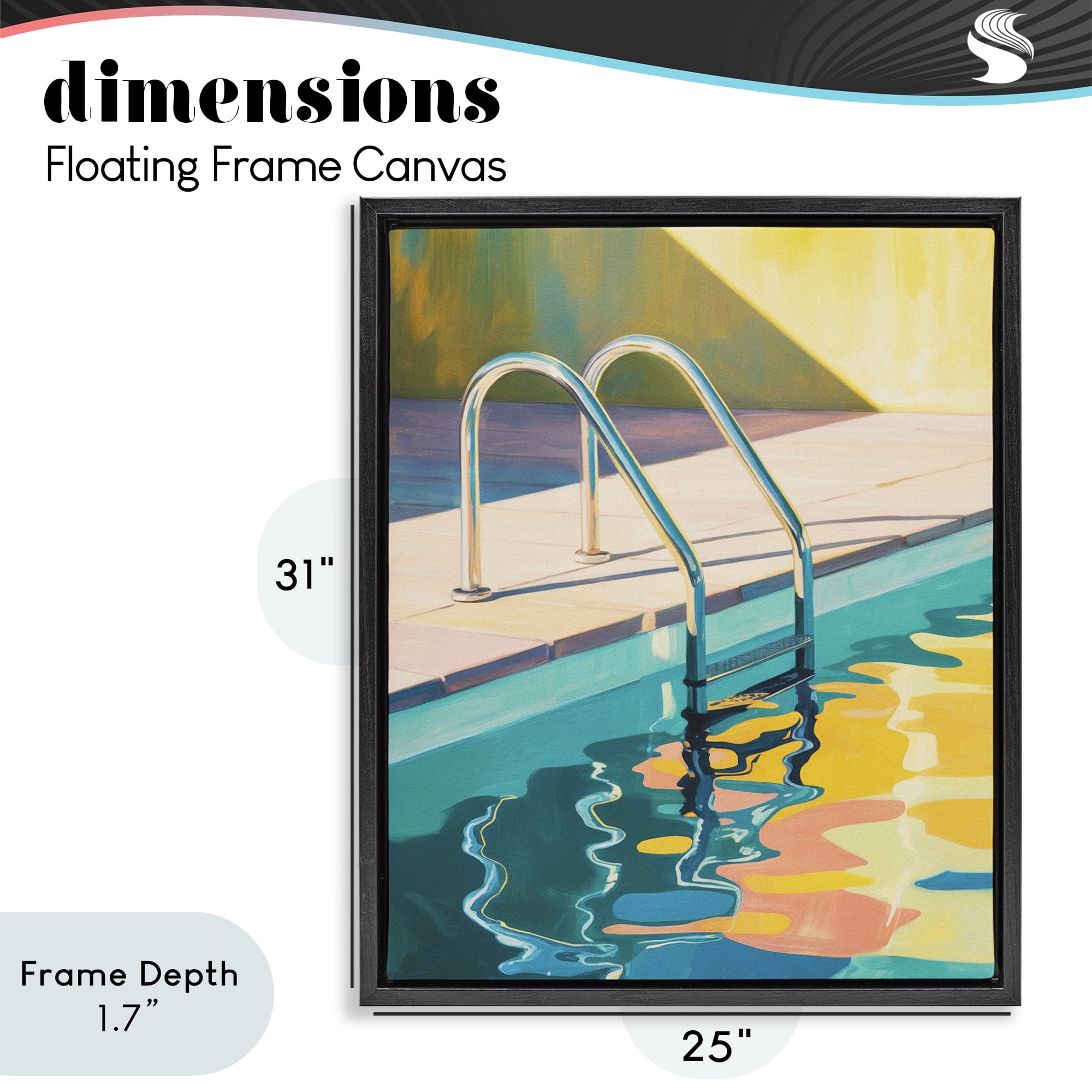 Stupell Industries Pool Ladder At Sunset Black Framed Floater Canvas Wall Art, design by Andreas Magnusson