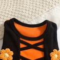 thumbnail image 4 of Rggeeun Halloween Girls Sets Cute Cape Hoodie Flower Pleated Dress Matching Sets Playground Fashion,Orange,18-24 Months, 4 of 6