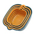 thumbnail image 2 of SugarBloom 6-Piece Kitchen Strainer Set, Multifunctional Vegetable and Fruit Basket with Pasta Strainer, 3 Sizes Double-Layer Colanders for Washing and Draining,blue and green, 2 of 9