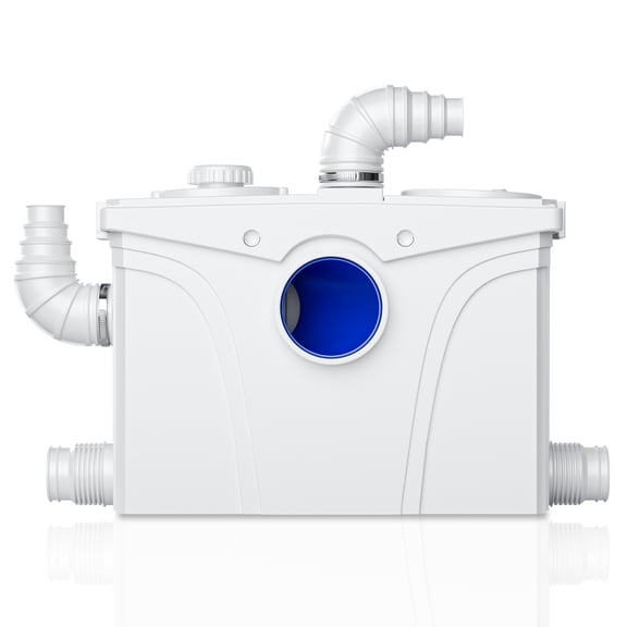 TABU 800W Macerator Pump, Macerator Toilet Pump with 37 GPM Flow Rate, 33 ft/10 m Head, 4 Water Inlets, for Toilet, Sink, Bathroom