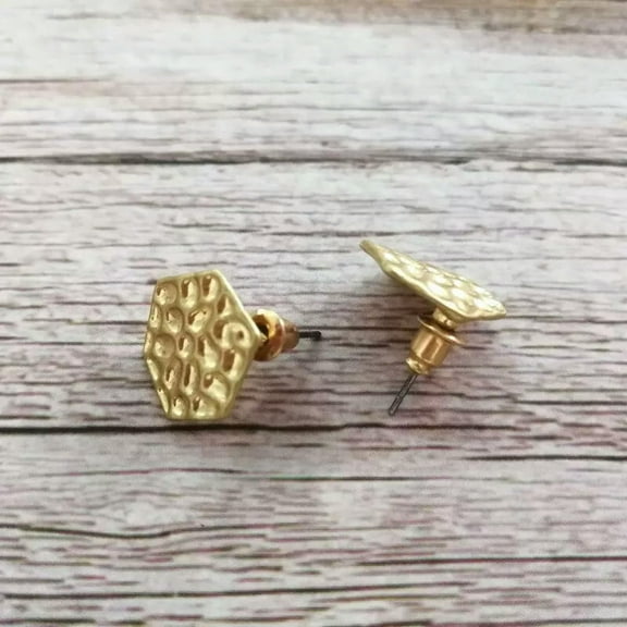 Fall Jewelry Simple Hammered Hexagon Geometric Studs Minimalist Stud Earrings