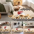 thumbnail image 5 of Round Rugs 5Ft, Sunflowers Rooster Round Area Rug Washable Indoor Throw Carpet, Farmhouse Vintage Beige Wooden Plaid Soft Non Slip Circle Rug for Cabinet Bathroom Home Decor Aesthetic, 5 of 8