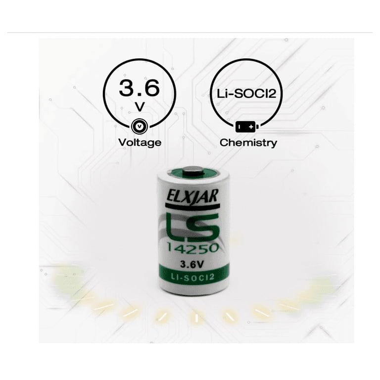 SAFT 1/2AA Lithium Battery LS14250, 3.6V, 1200 mAh, 5-Pack