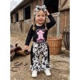 thumbnail image 5 of Cjfdfy Baby Girl Western Outfits Printed Long Sleeve Romper Tassel Bell Bottoms And Headband 3 Piece Fall Set Western Boots Print Let's Go Girl Shirt Flare Pants With Tassels Fall Outfits, 5 of 9