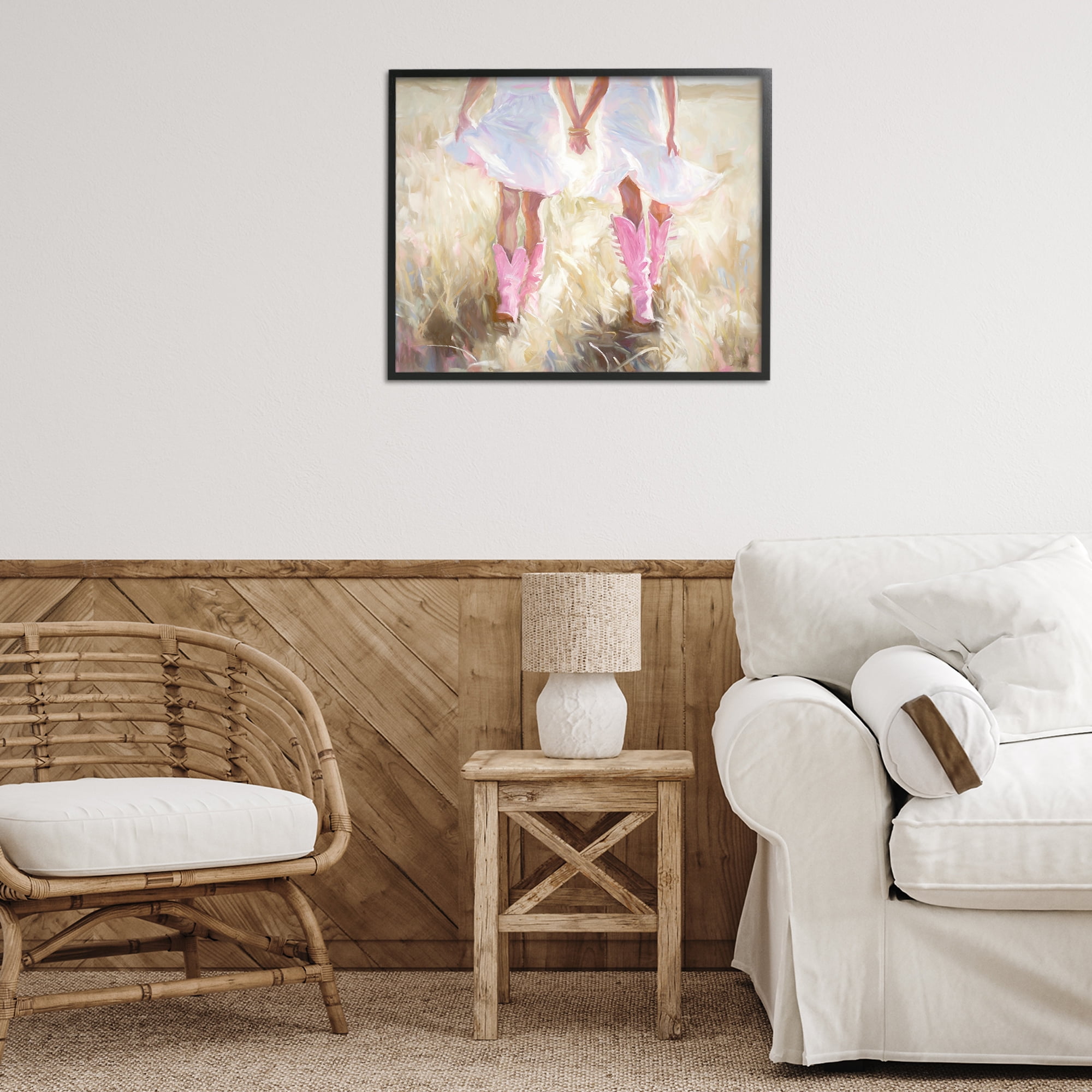 Stupell Industries Cowgirl Best Friends Novelty Painting Black Framed Art Print Wall Art, 30 x 24