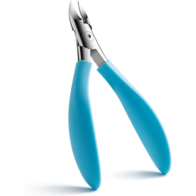 Cortaúñas profesional azul: cortaúñas de precisión, tijeras gruesas para uñas de los pies, cortaúñas de acero inoxidable con agarre suave Sincero Electrónica