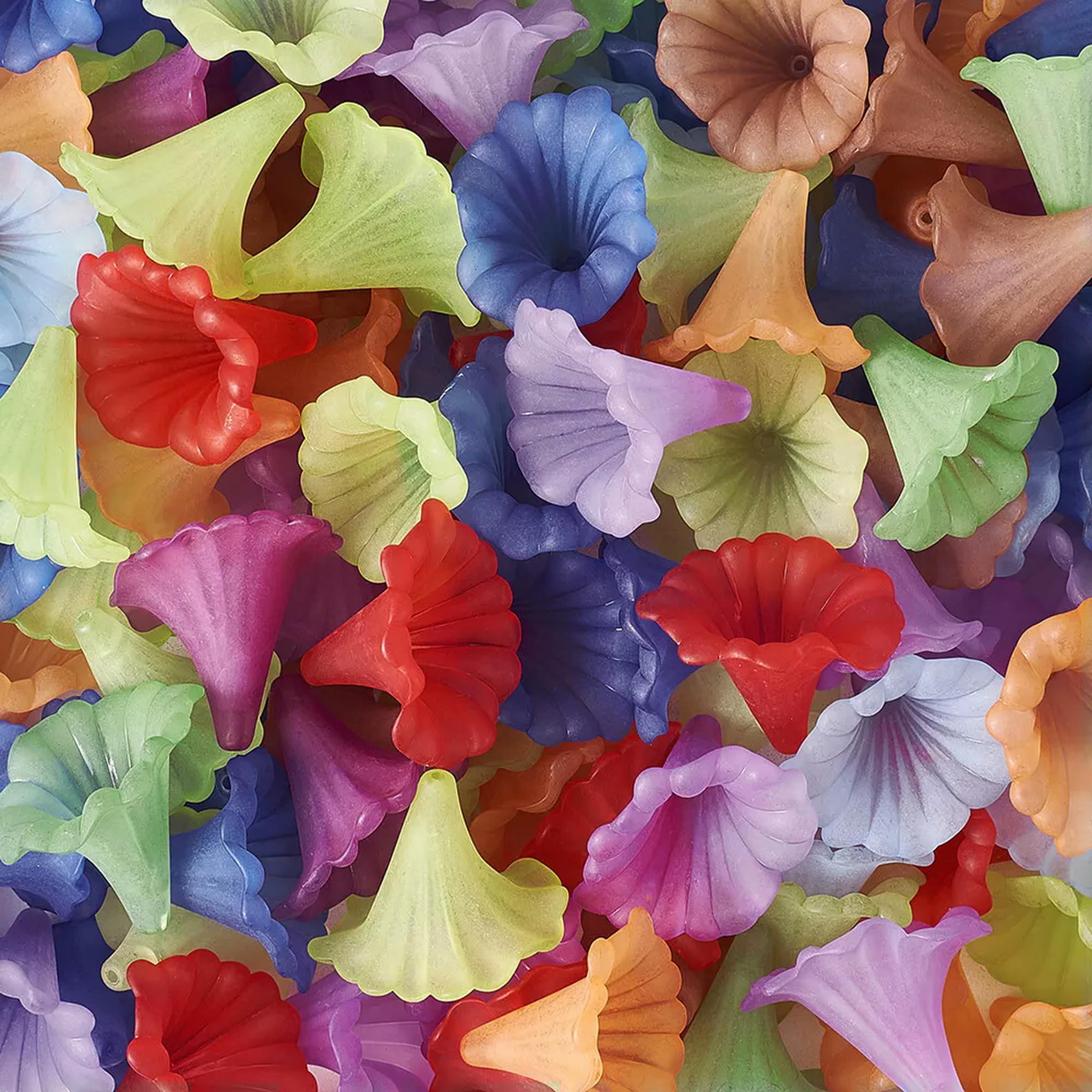 U8MO 135pcs Transparent Acrylic Flower Beads Froste Loose Spacer DIY Crafting 41x35mm