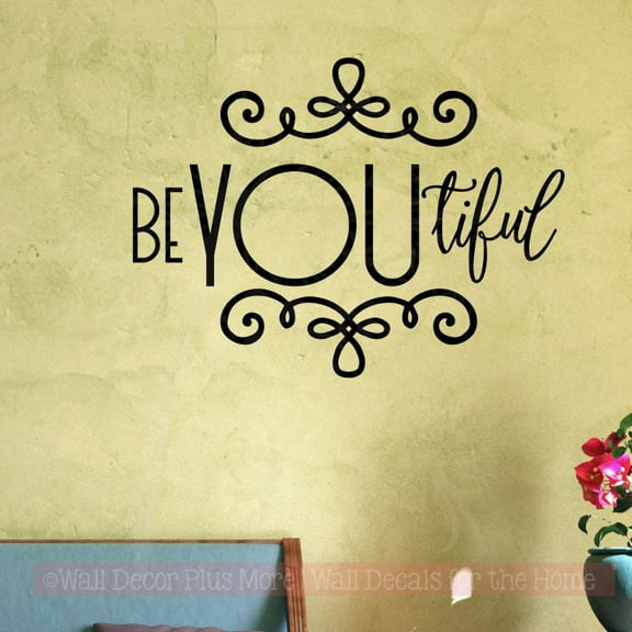 Wall Word Decor Stickers BeYOUtiful Girls Bathroom Art Decals Vinyl Letters 23x17-Inch Black