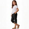 thumbnail image 5 of Pretxorve Kids Girls Casual Pants Solid Linen Mix Fabric Split Button Side Pockets 7 Length Bottoms, 5 of 5