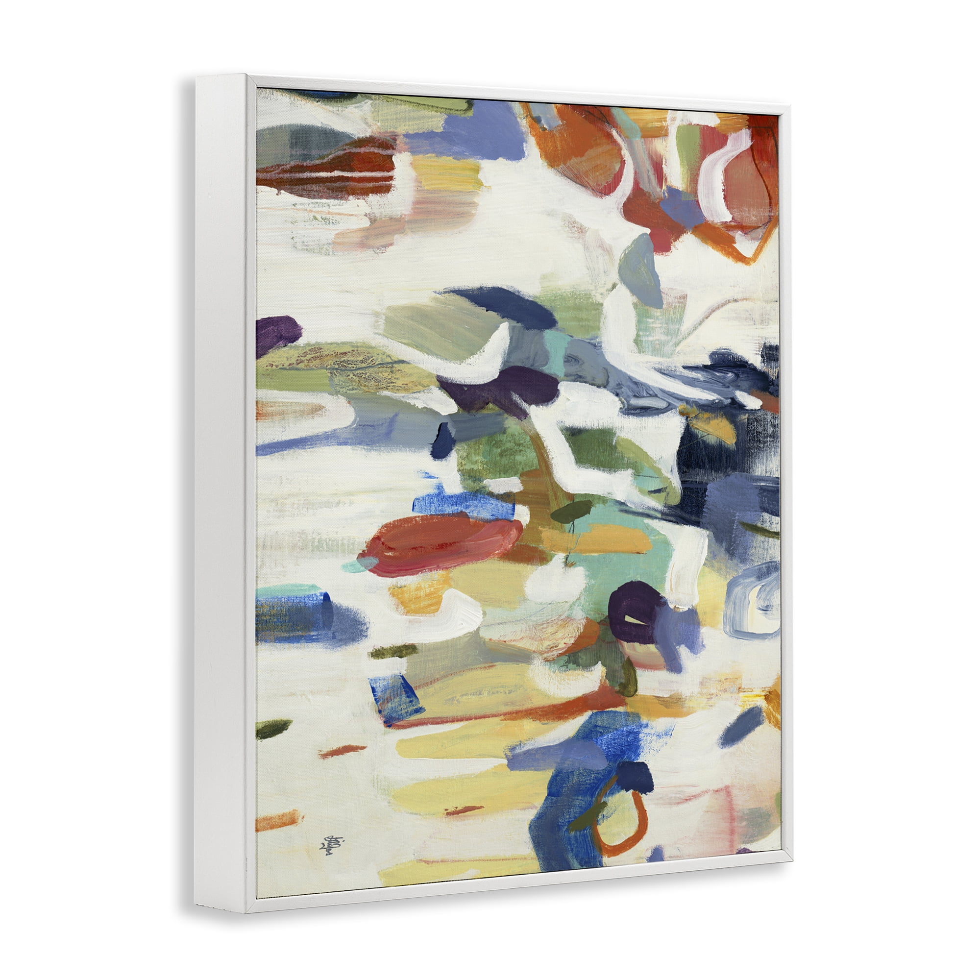 Stupell Industries Primary Hued Abstraction White Framed Giclee Art, design by Lisa Ridgers