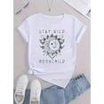 thumbnail image 2 of 1pc Moonchild Mandala Graphic Tee, Women'S Casual Crew Neck Short Sleeve T-Shirt, Cotton Knit Fabric with Medium Stretch, all-Season Fashion Top, 2 of 6