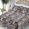 thumbnail image 3 of Ambesonne Cactus Flowers Fitted & Flat Sheet with Shams 4 Pcs Set, Modern Desert Floral, Queen, Dark Teal Pale Pink, 3 of 5