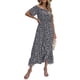 thumbnail image 2 of VISgogo Vestido de mujer, estampado floral, hombros descubiertos, manga corta, decoración de botones, dobladillo con volantes, vestido de blusón VISgogo  moda, 2 of 9