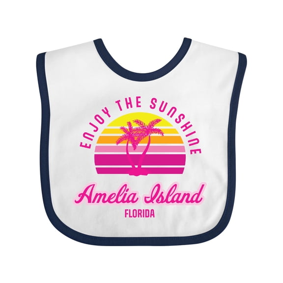 Inktastic Summer Enjoy the Sunshine Amelia Island Florida in Pink Boys or Girls Baby Bib