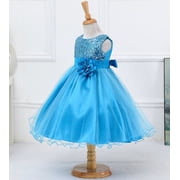 Bilo Lovely Sequin Flower Girl Dress, 5 Colors (4-5 Years, Blue)