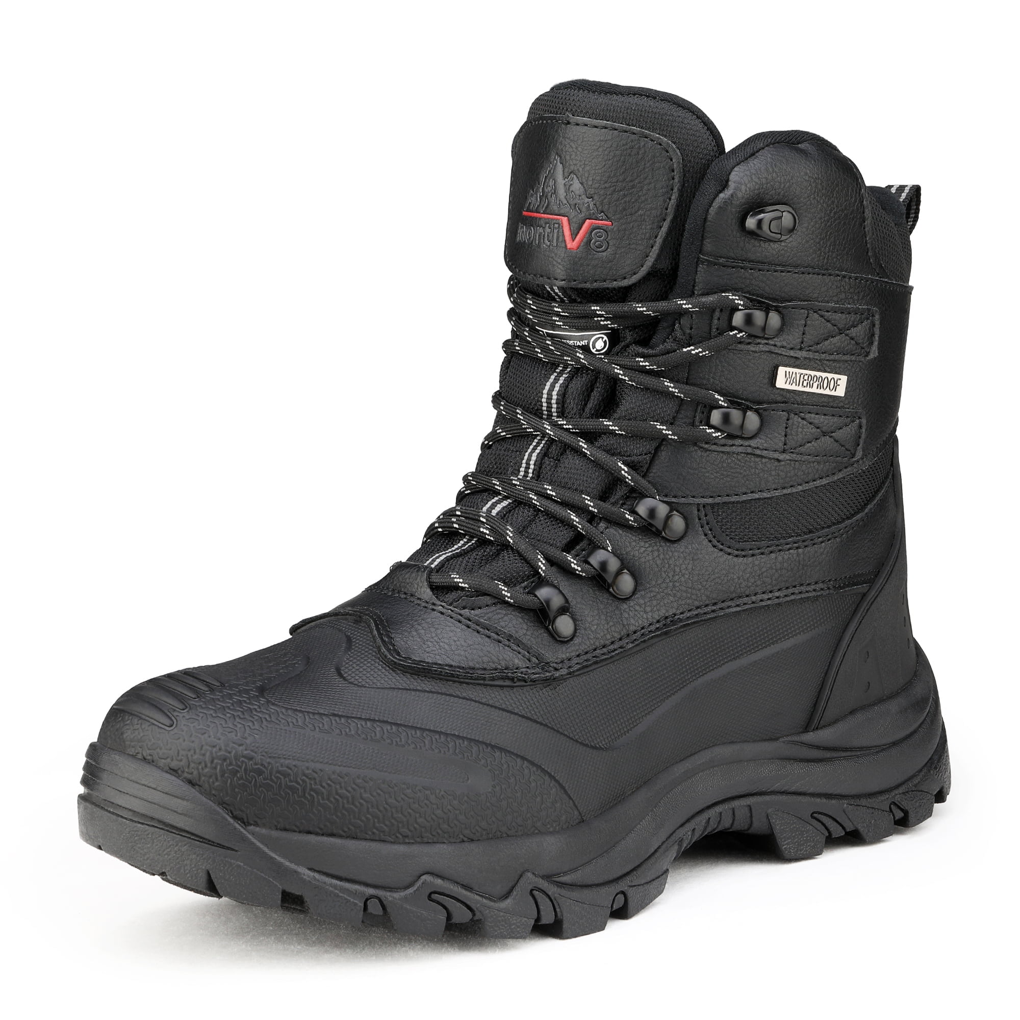 NORTIV 8 Men's Insulated Waterproof Construction Rubber Sole Winter Snow Ski Boots