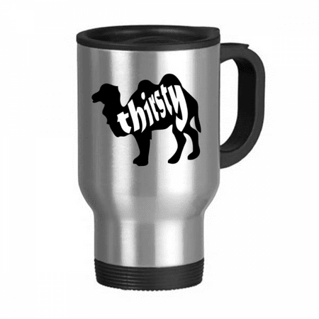

Black Animal Camel Outline Natural Travel Mug Flip Lid Stainless Steel Cup Car Tumbler Thermos