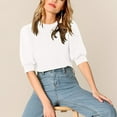 thumbnail image 5 of ALLLIST Womens Tops White Crew Neck Cropped Short Sleeve Solid T-Shirts Spring Blouses XL, 5 of 6