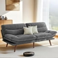thumbnail image 2 of Convertible Sectional Sofa Couch, 3 Seat L Shaped Sofa with Removable Pillows Soft Corduroy Fabric Small Couch Mid Century for Living Room, Apartment and Office (Gray), 2 of 10