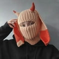 thumbnail image 2 of Fgnfyis Rabbit Ear Hat Autumn and Winter Neck Knitted Hat Bomber Hats Orange, 2 of 6
