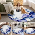 thumbnail image 6 of Abstract Art Round Living Room Rugs 8 ft, Watercolor Purple Water Wave Gradient Modern Washable Large Area Rug with Non-Slip Sturdy Edge Binding Round Carpet for Dining Room Kitchen Office, 6 of 9