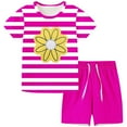 thumbnail image 2 of Fesfesfes Big Girls Outfit Casual Short Sleeve Shirts Drawstring Shorts Sets Flower Printed Kids Outfits Summer Two-piece Set, 2 of 7